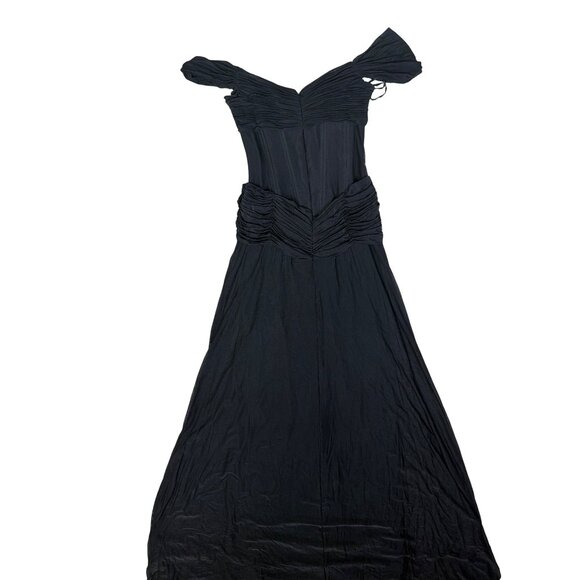 Vicky Tiel Couture Black Off-Shoulder Ruched Evening Gown Made In France size 12 - Picture 9 of 12